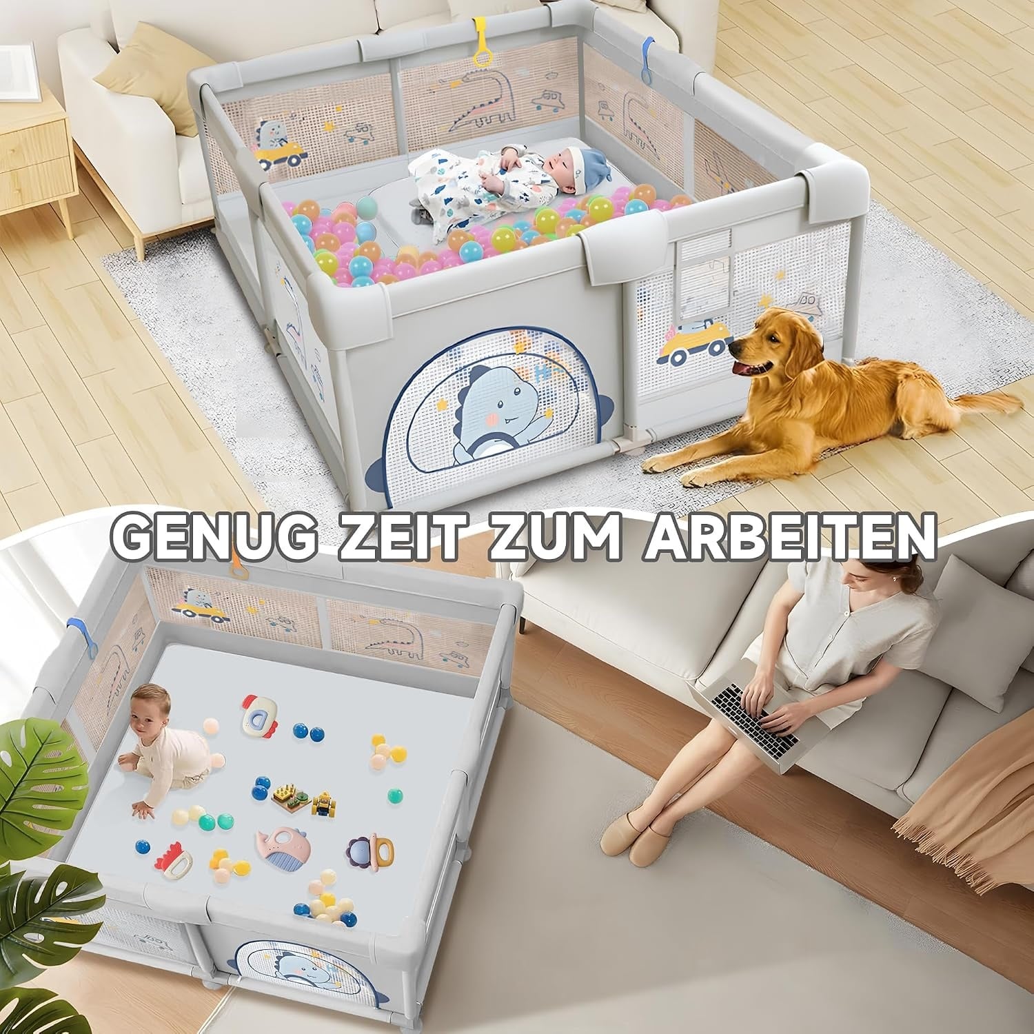 Großer Baby-Laufstall 180x200cm mit Spielbällen - Jetzt bis zu 29% sparen