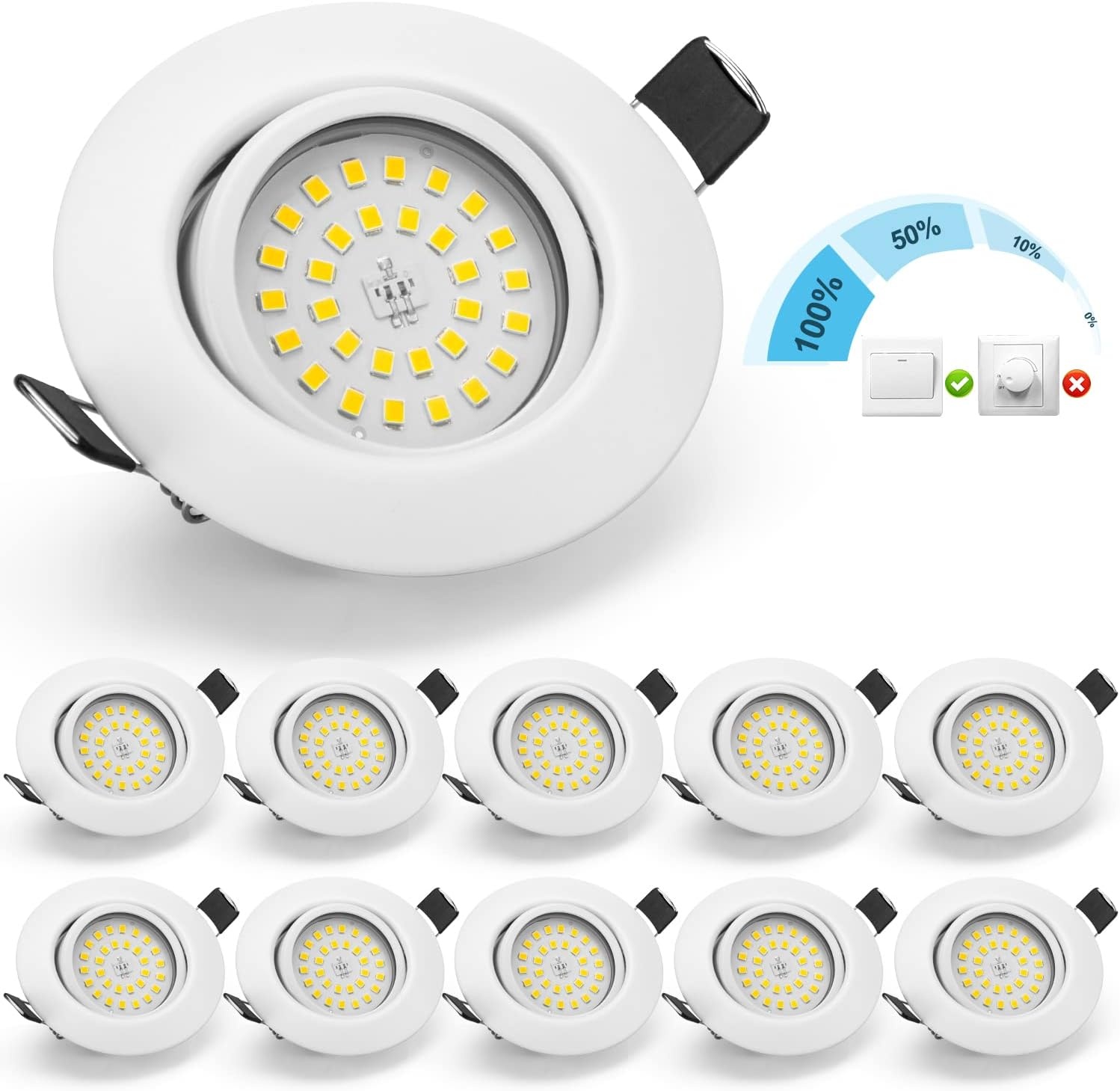 10x LED-Einbaustrahler schwenkbar 5,5W neutralweiß - bis zu 28,2% günstiger