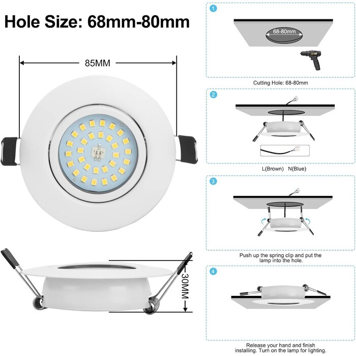 10x LED-Einbaustrahler schwenkbar 5,5W neutralweiß - bis zu 28,2% günstiger