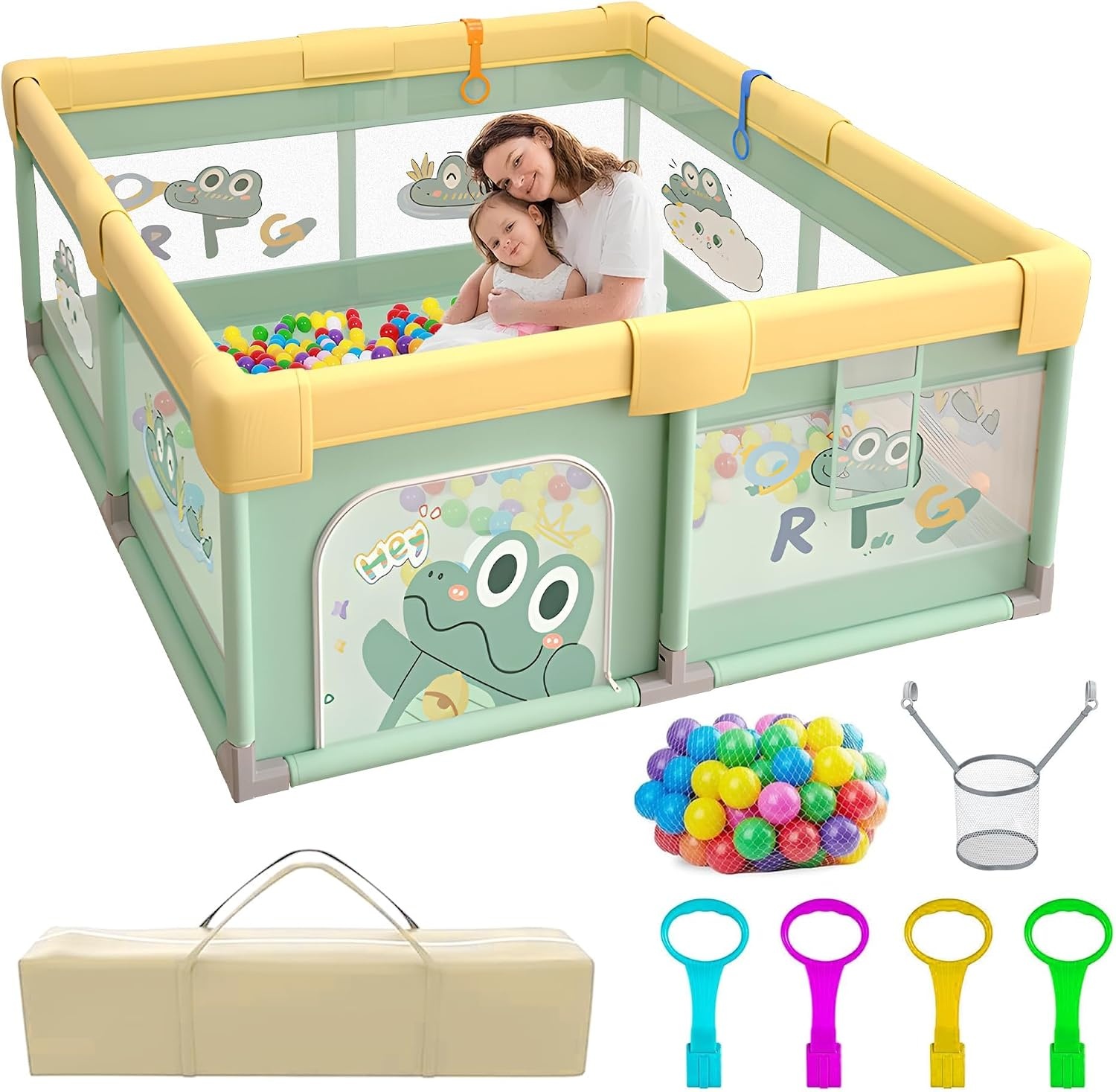 Großer Baby-Laufstall 200x180 cm Krokodil-Design - Outlet bis zu 33 % reduziert