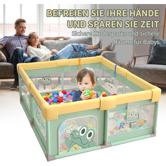 Großer Baby-Laufstall 200x180 cm Krokodil-Design - Outlet bis zu 33 % reduziert