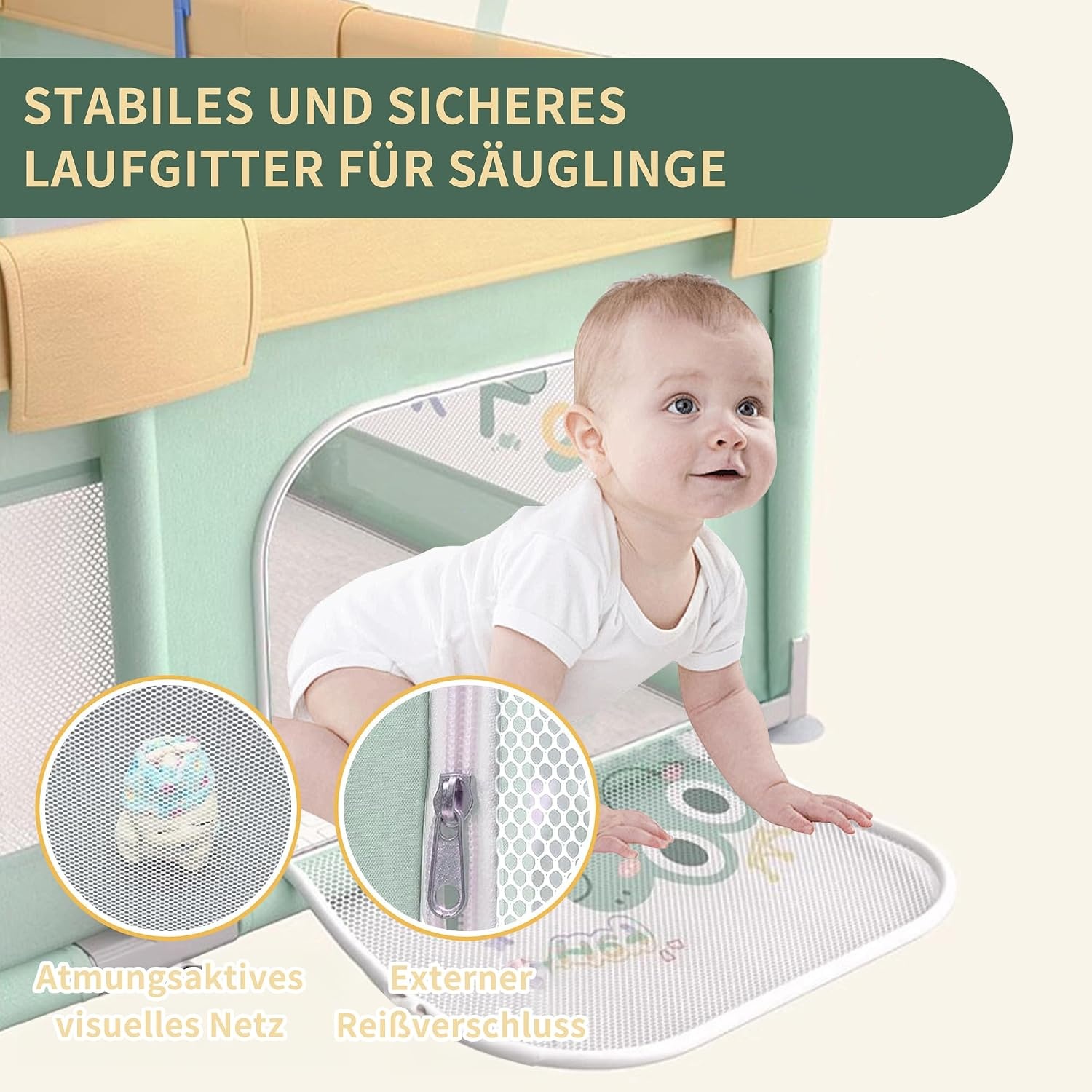Großer Baby-Laufstall 200x180 cm Krokodil-Design - Outlet bis zu 33 % reduziert