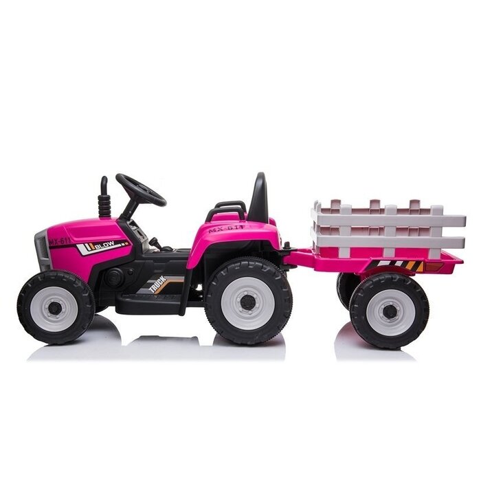 Viking Choice Pinker Elektro-Traktor mit Anhänger - 12V Fernsteuerung - bis zu 36% Rabatt