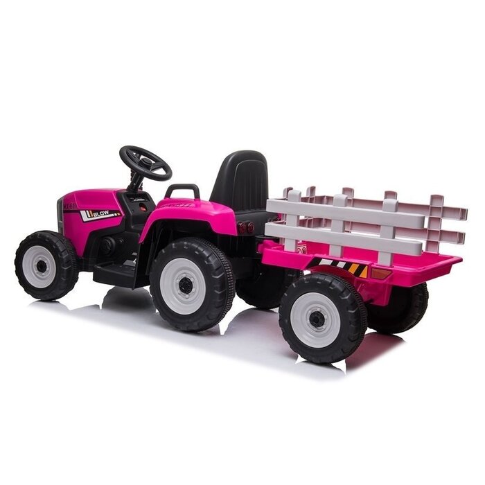 Viking Choice Pinker Elektro-Traktor mit Anhänger - 12V Fernsteuerung - bis zu 36% Rabatt