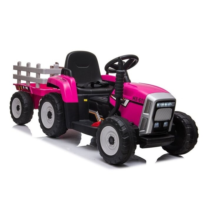 Viking Choice Pinker Elektro-Traktor mit Anhänger - 12V Fernsteuerung - bis zu 36% Rabatt