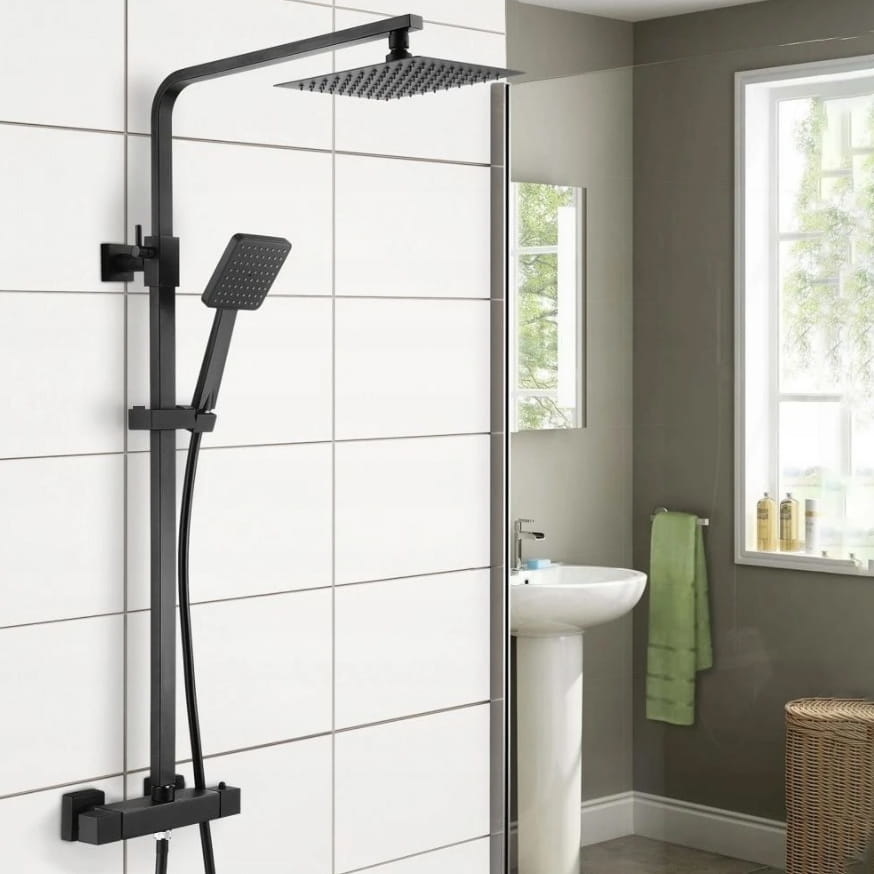 Viking Choice Regenduschsystem mit Thermostat, Mattschwarz, 20x20 cm - bis zu 35% Rabatt