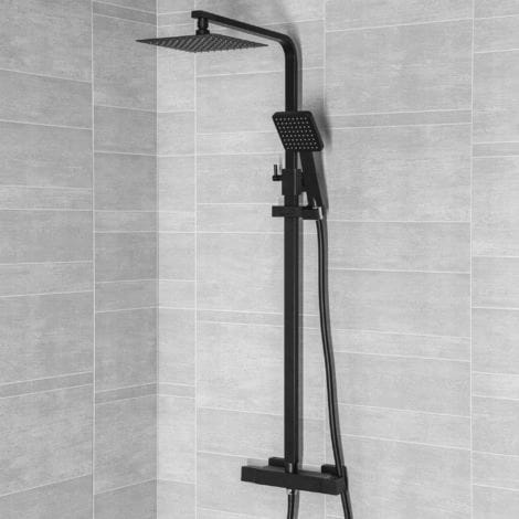 Viking Choice Regenduschsystem mit Thermostat, Mattschwarz, 20x20 cm - bis zu 35% Rabatt