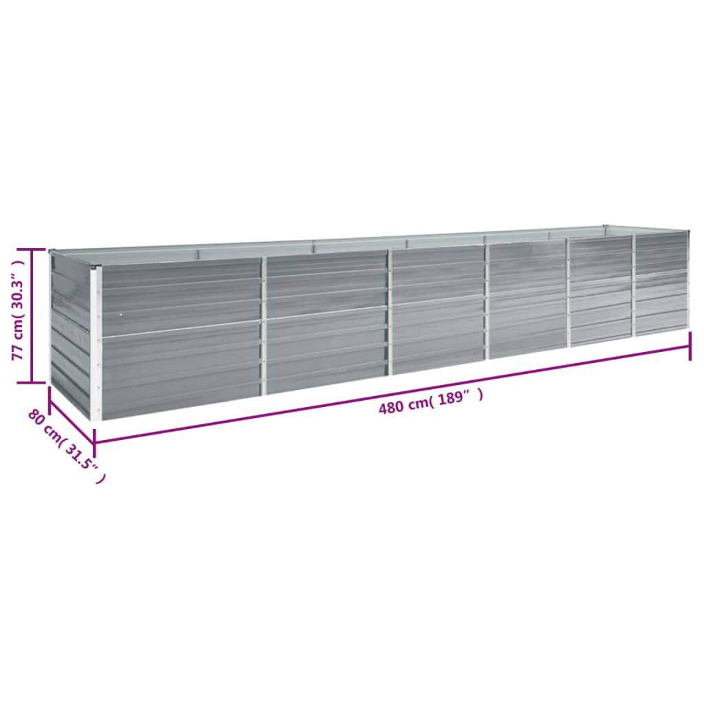 Vidaxl XL Hochbeet verzinkter Stahl 480x80x77 cm - Grau - bis zu 60% Rabatt