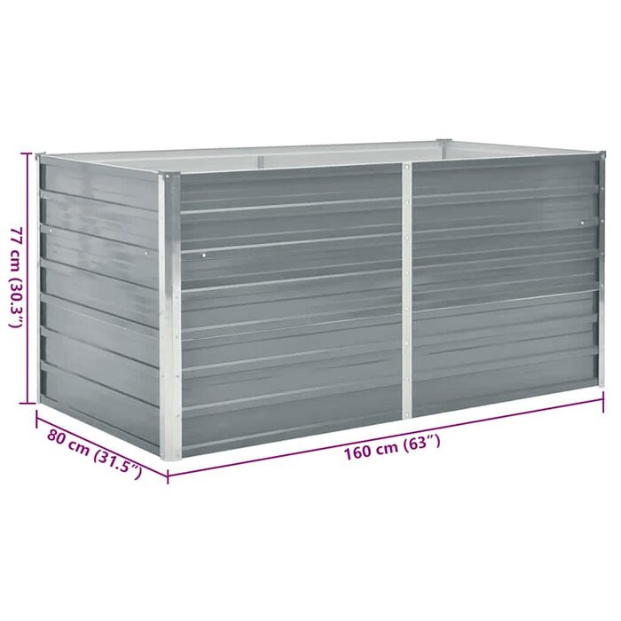 Vidaxl Hochbeet verzinkter Stahl 160x80x77cm Grau - jetzt bis zu 50% sparen