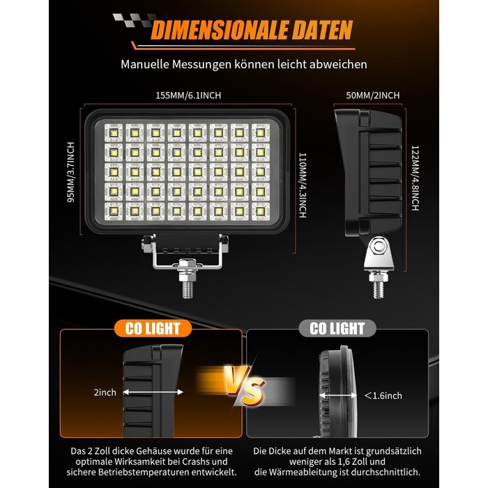 LED-Arbeitsscheinwerfer 6 Zoll 70W, 10000LM, blendfrei - bis zu 34% Rabatt