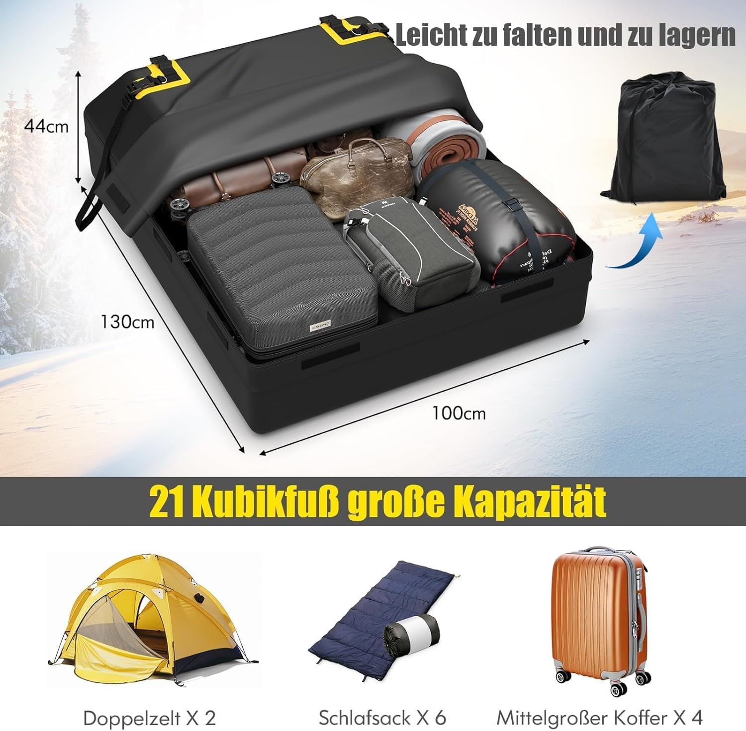Faltbare Dachbox 600L - Wetterfest & Universell - Bis zu 34% sparen!