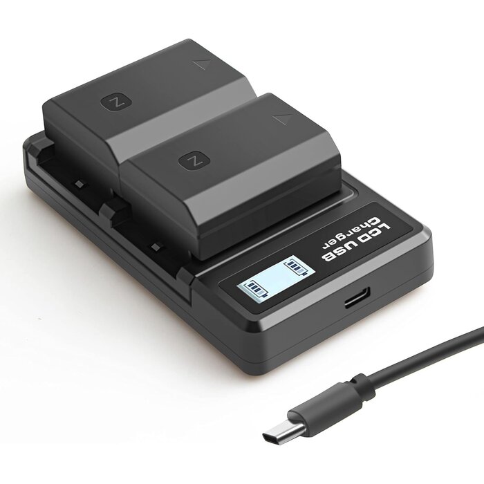 Kamera-Akkuset 2er-Pack mit USB-C Ladegerät - Jetzt bis zu 33% sparen