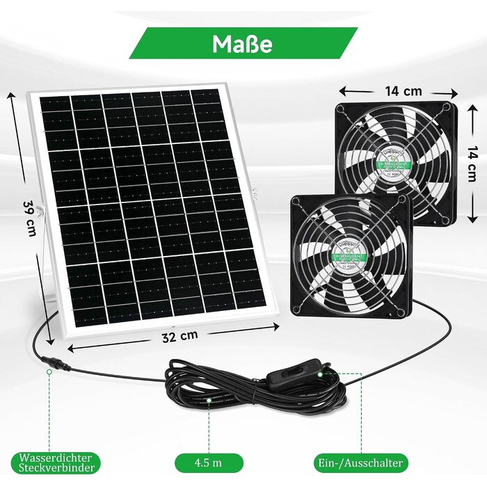 Solar-Ventilatorset für Stall & Gewächshaus - 25W - Bis zu 33% günstiger