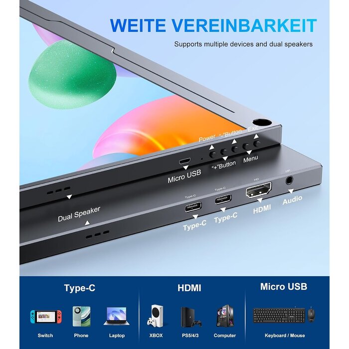 Tragbarer 15,6 Zoll 4K UHD Monitor - Bis zu 35% Rabatt auf Rückläufer