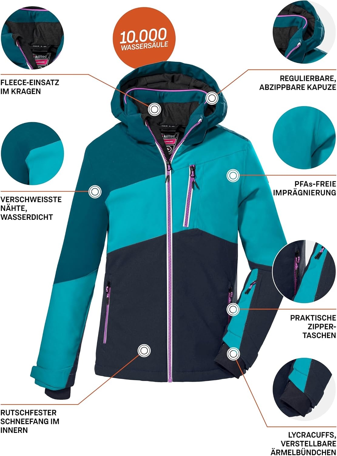 Killtec Mädchen Skijacke in Deep Royal - jetzt bis zu 34% Rabatt sichern