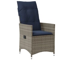 Vidaxl Verstellbarer Polyrattan Gartenstuhl mit Kissen - Grau - bis zu 48% reduziert