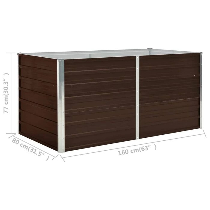Vidaxl Hochbeet verzinkter Stahl 160x80x77cm Braun - Outlet bis zu 55% reduziert