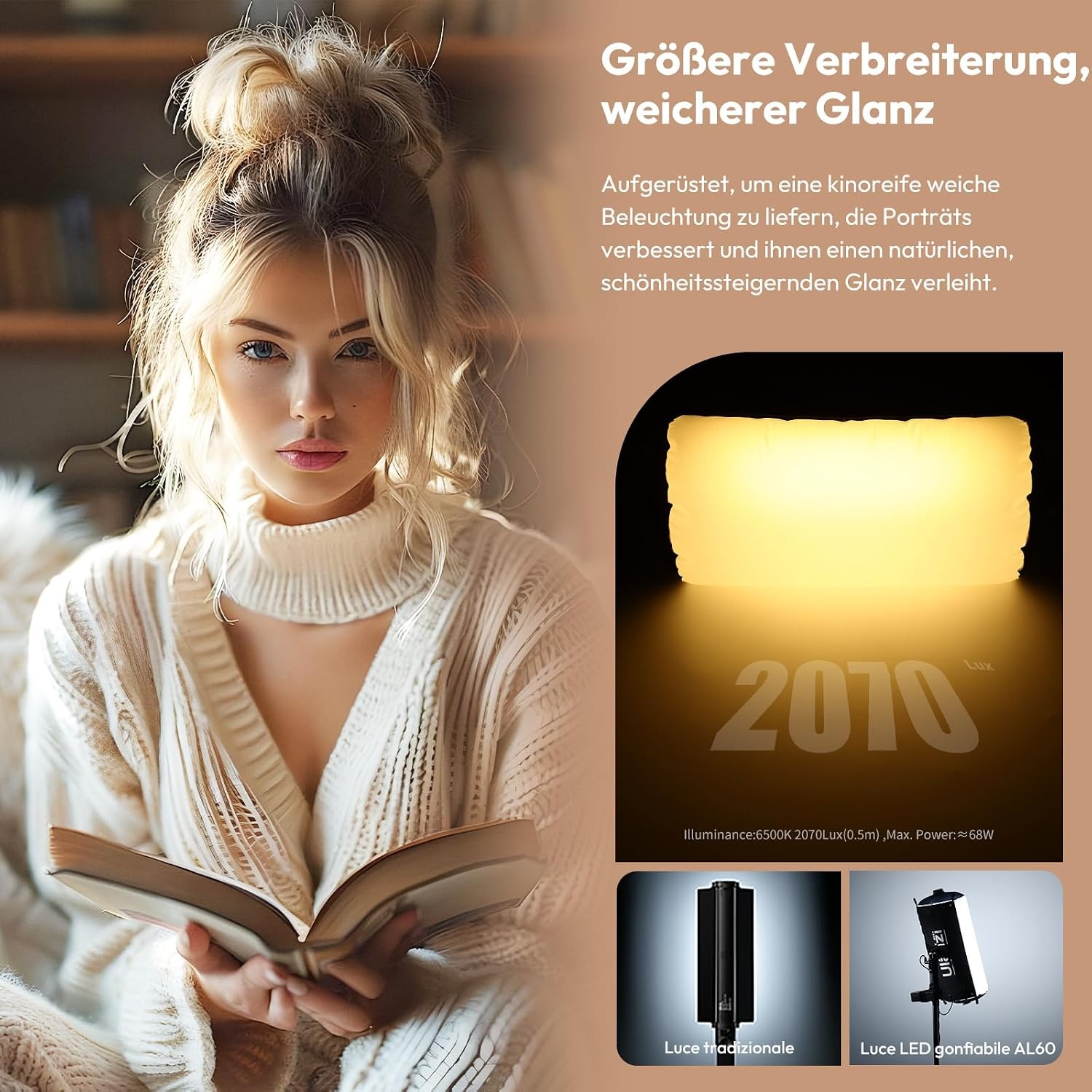 Aufblasbare LED-Fotoleuchte AL60 Bi-Color - bis zu 34% Rabatt
