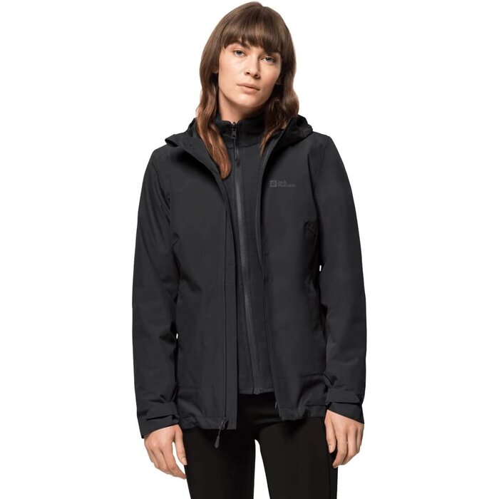 Vielseitige 3-in-1 Damenjacke in Schwarz - bis zu 35% Rabatt