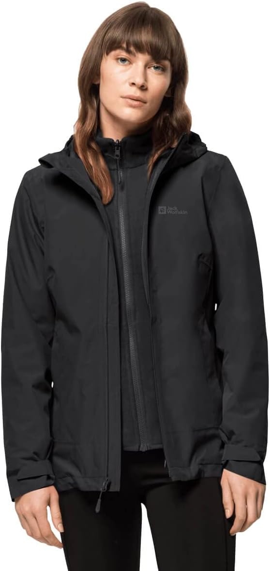 Vielseitige 3-in-1 Damenjacke in Schwarz - bis zu 35% Rabatt