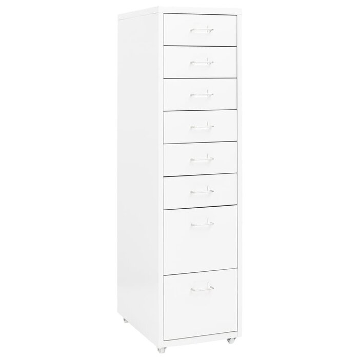 Vidaxl Rollcontainer mit 8 Schubladen, Metall, Weiß, 28x41x109cm - bis zu 51% Rabatt