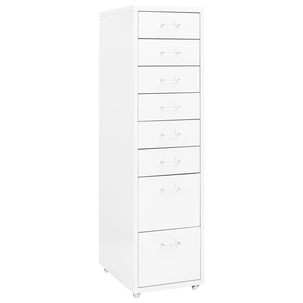 Vidaxl Rollcontainer mit 8 Schubladen, Metall, Weiß, 28x41x109cm - bis zu 51% Rabatt