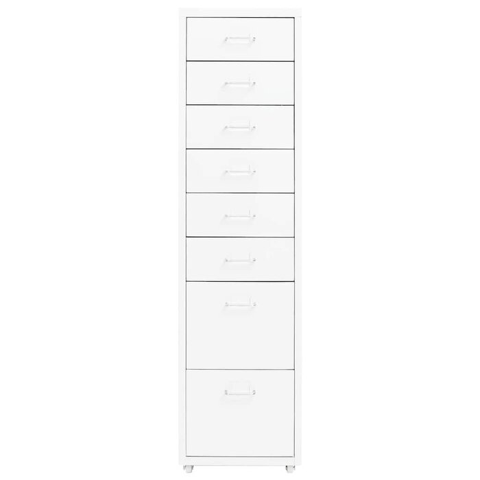Vidaxl Rollcontainer mit 8 Schubladen, Metall, Weiß, 28x41x109cm - bis zu 51% Rabatt