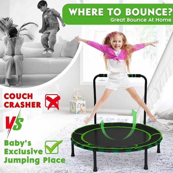 Kindertrampolin Ø 91 cm mit Sicherheitsnetz & Haltegriff - bis zu 33% sparen