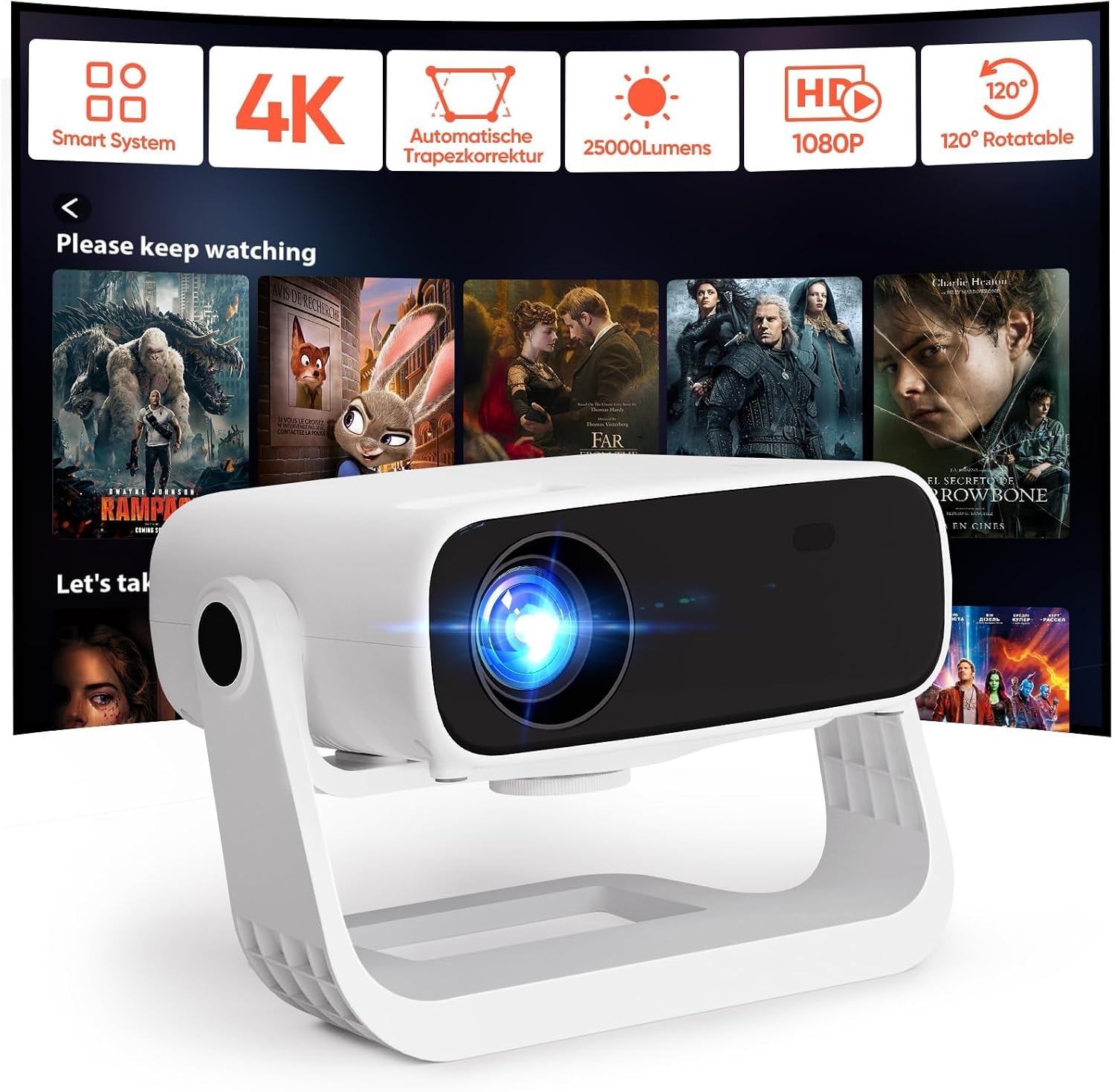 Smart Beamer Android 11 mit 25000 Lumen - Jetzt bis zu 30% Rabatt sichern