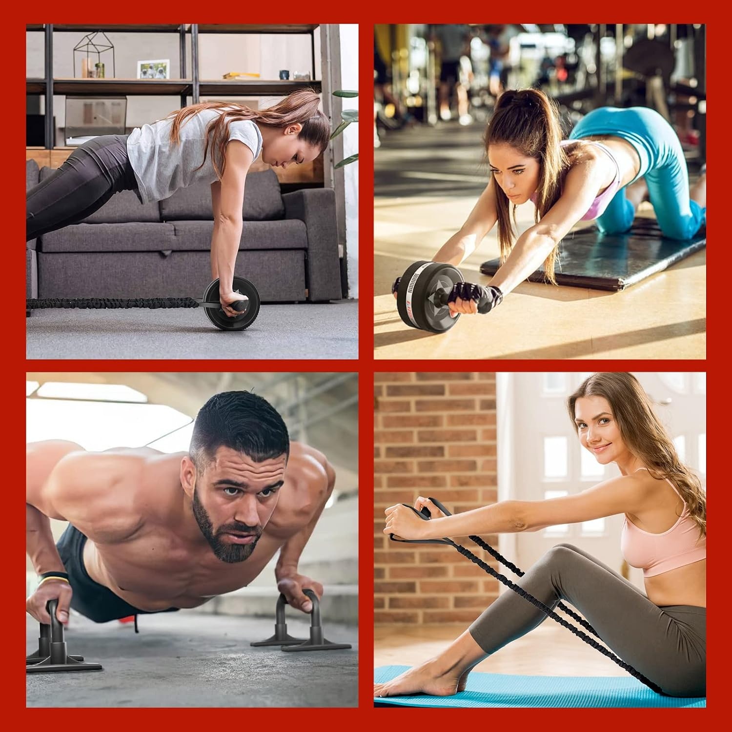 6-in-1 Fitness-Set für Core-Training: Ab-Roller & Widerstandsbänder - bis zu 27%