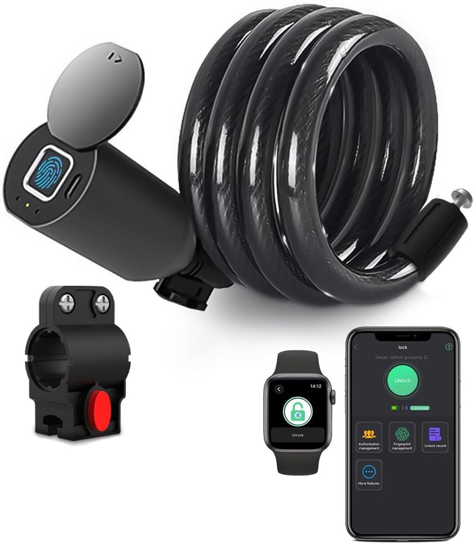 Biometrisches Kabelschloss Fingerabdruck, 150 cm - bis zu 53% sparen
