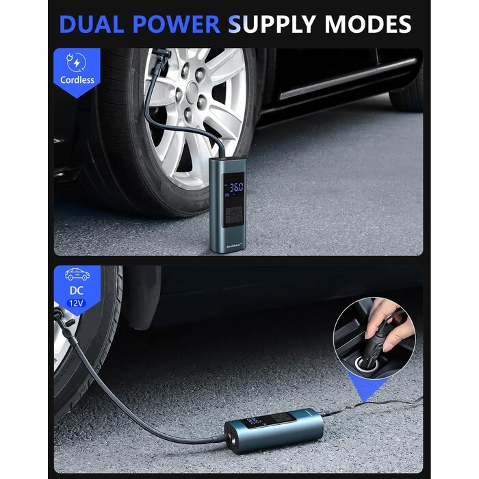 Mini Luftkompressor mit Powerbank: Tragbar & Kabellos - bis zu 28% Rabatt