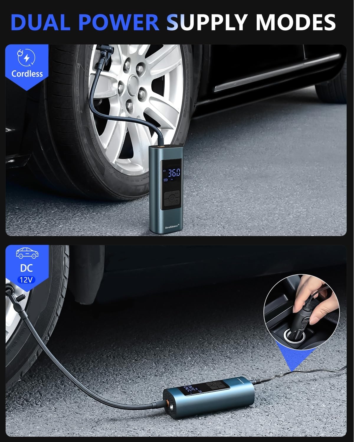 Mini Luftkompressor mit Powerbank: Tragbar & Kabellos - bis zu 28% Rabatt