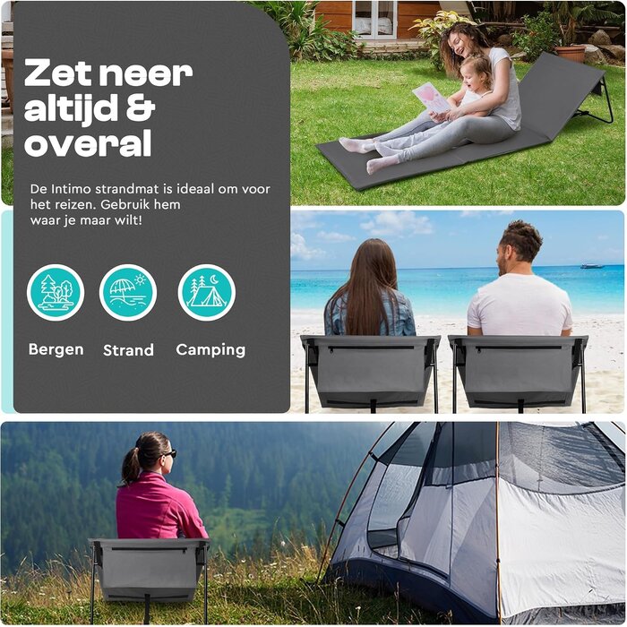 2er-Set Strandmatten mit Rückenlehne - Grau, bis zu 80% reduziert