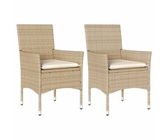 Vidaxl Gartenstühle 2er Set Poly-Rattan mit Kissen - Beige | bis zu 59% Rabatt