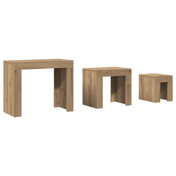 Vidaxl 3-teiliges Satztisch-Set Artisan Eiche - Stilvoll & platzsparend bis zu 60% sparen