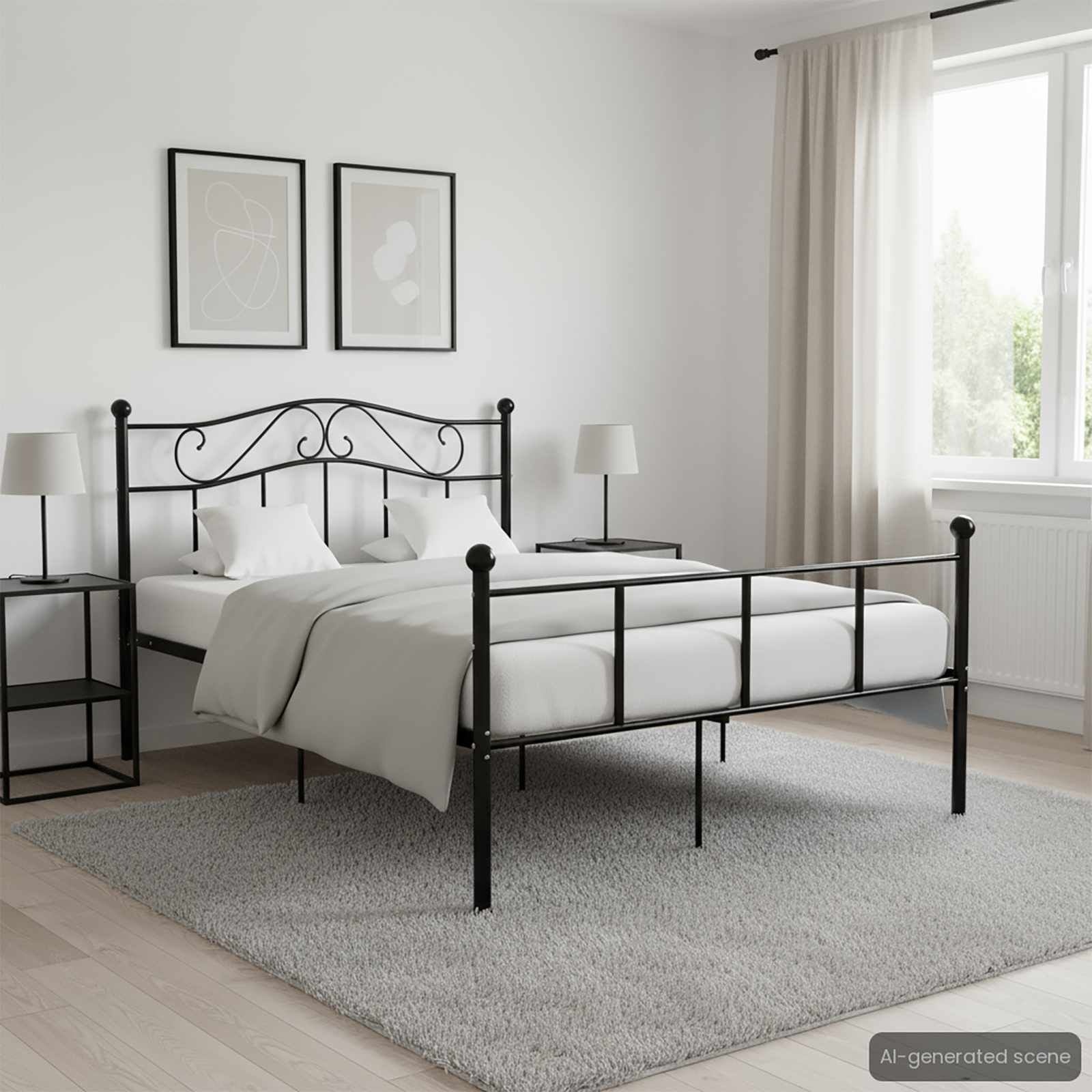 Vidaxl Metallbettgestell 120x200 cm - Schwarz - Klassisch & Robust - bis zu 49% sparen