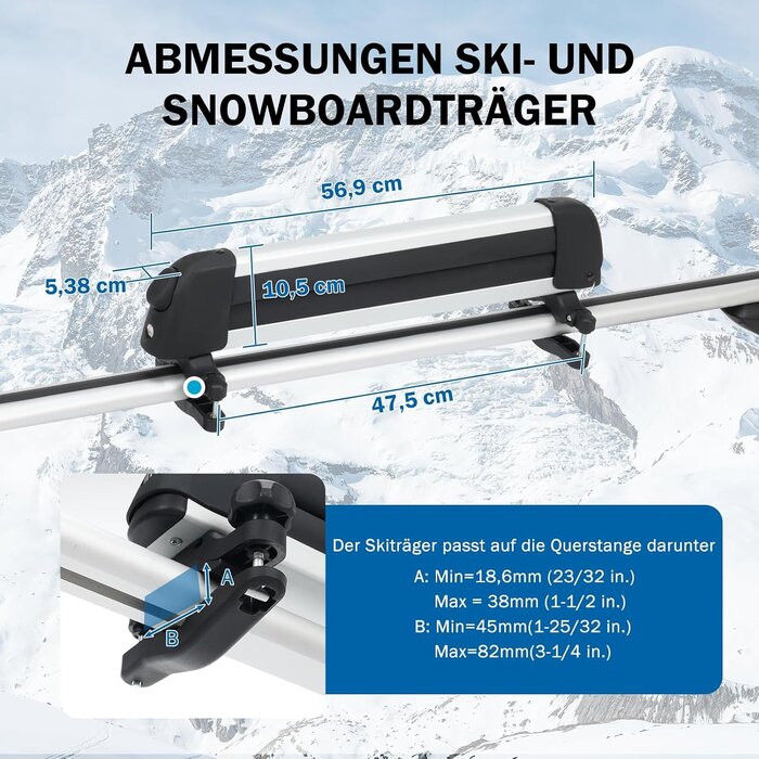 Universeller Ski- und Snowboardträger | 41 cm | Bis zu 45% Rabatt