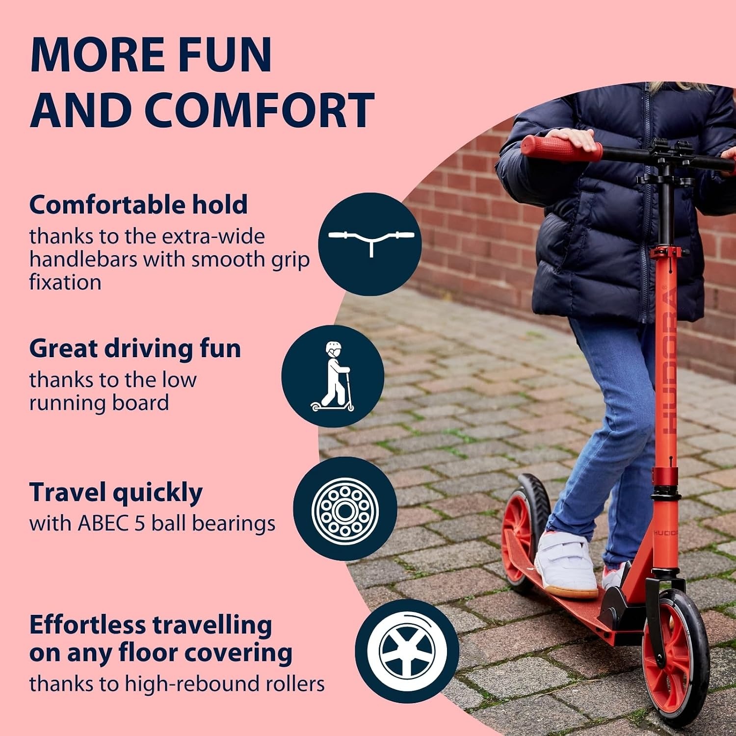 Hudora Klappbarer Aluminium-Scooter - 200 mm Rollen - Höhenverstellbar - bis zu 46% Rabatt