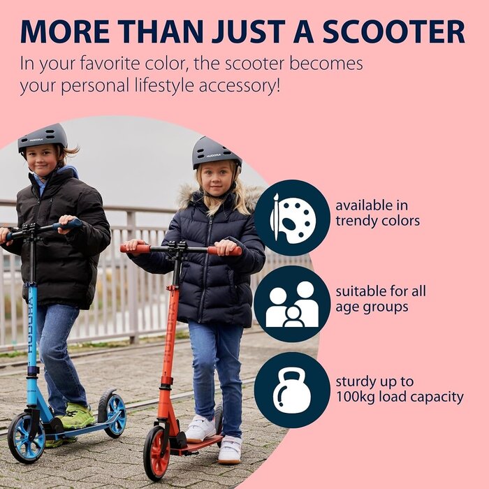 Hudora Klappbarer Aluminium-Scooter - 200 mm Rollen - Höhenverstellbar - bis zu 46% Rabatt