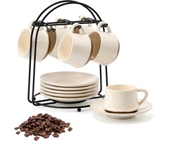 Buntes 13-tlg. Kaffeetassen-Set mit Ständer - bis zu 48% Rabatt