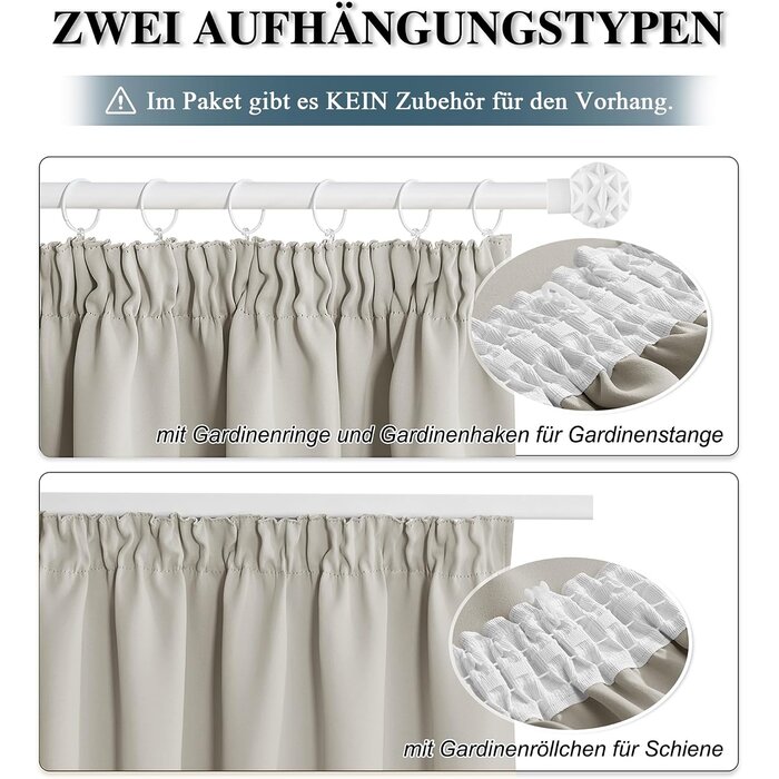 Verdunkelungsvorhänge 140x160cm 2er-Set Natur - jetzt bis zu 44% sparen