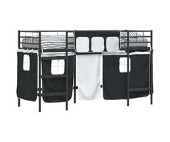 Vidaxl Kinder-Hochbett mit Vorhängen 90x190 cm Schwarz - jetzt bis zu 47% günstiger