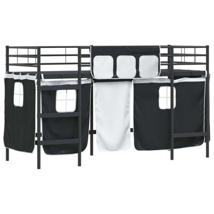 Vidaxl Kinder-Hochbett mit Vorhängen 90x190 cm Schwarz - jetzt bis zu 47% günstiger