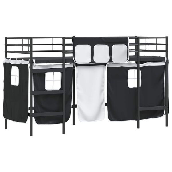 Vidaxl Kinder-Hochbett mit Vorhängen 90x190 cm Schwarz - jetzt bis zu 47% günstiger