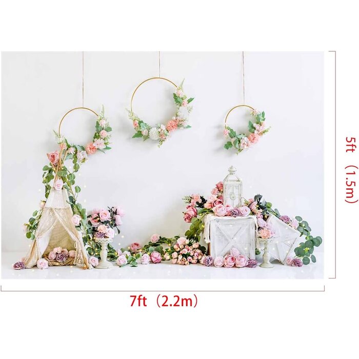 Kate Fotografie-Hintergrund Rosa Blumen 2,1 x 1,5m - Bis zu 39% sparen