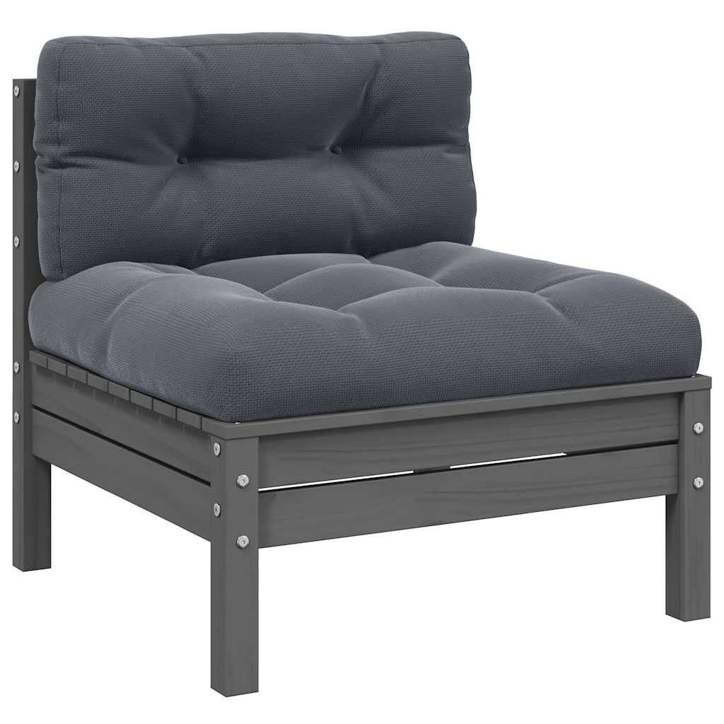 Vidaxl Garten-Mittelsofa Kiefer Massiv Grau - jetzt bis zu 46% günstiger!