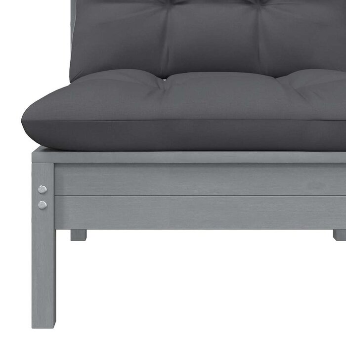 Vidaxl Garten-Mittelsofa Kiefer Massiv Grau - jetzt bis zu 46% günstiger!