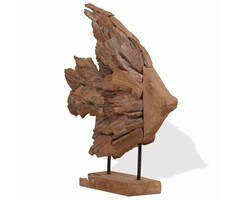 Vidaxl Fischfigur aus Teakholz, 40 x 12 x 57 cm - Handgefertigtes Unikat bis zu 49% off