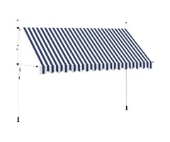 Vidaxl Klemmmarkise 400 cm Blau-Weiß - Manuell & Wetterfest - bis zu 46% sparen